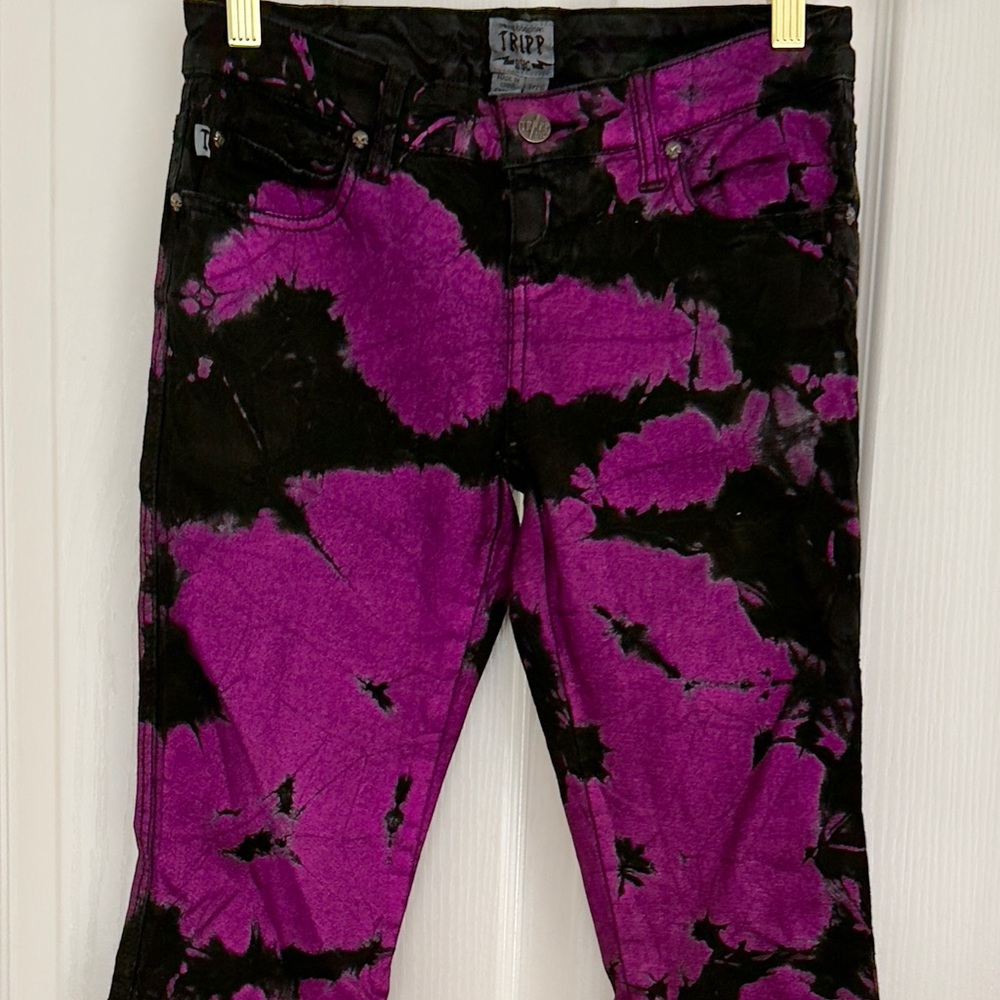 Tripp NYC Black and Purple Tie-Dye Skinny Jeans